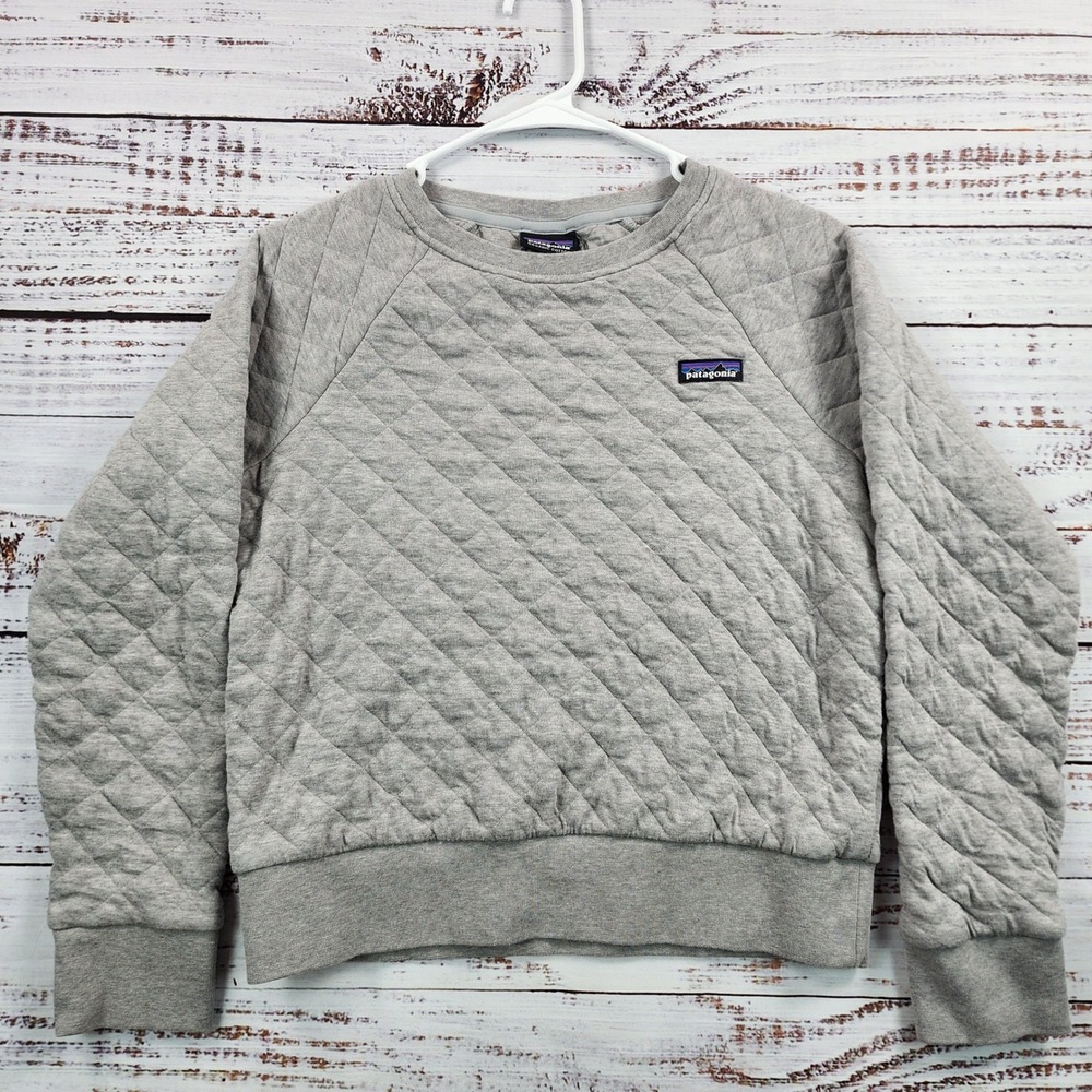 Patagonia Womens XS Organic Cotton Quilt Crew Pullover Sweatshirt Grey‎ 25310